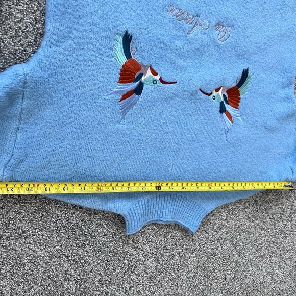 Code X Mode Light Blue High Neck Birds Embroidery Full Sleeve Scallop Sweater S - Picture 5 of 8